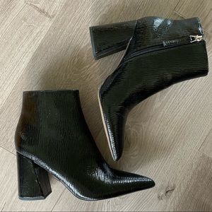 Topshop Embossed Black Patent Ankle Boots